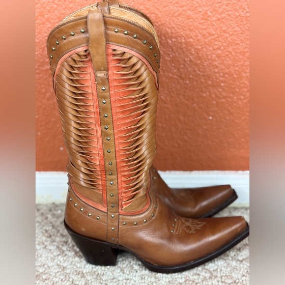 Lucchese Brown and Orange Woman’s Western Boots Size 7 1/2 $800 - Picture 10 of 16